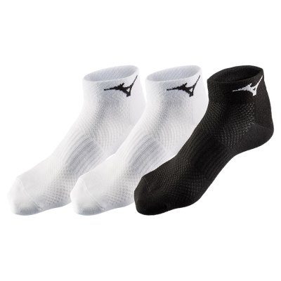 Calcetines Mizuno Training Mid 3P Hombre Blancos / Negros - Chile M823VIHOEM